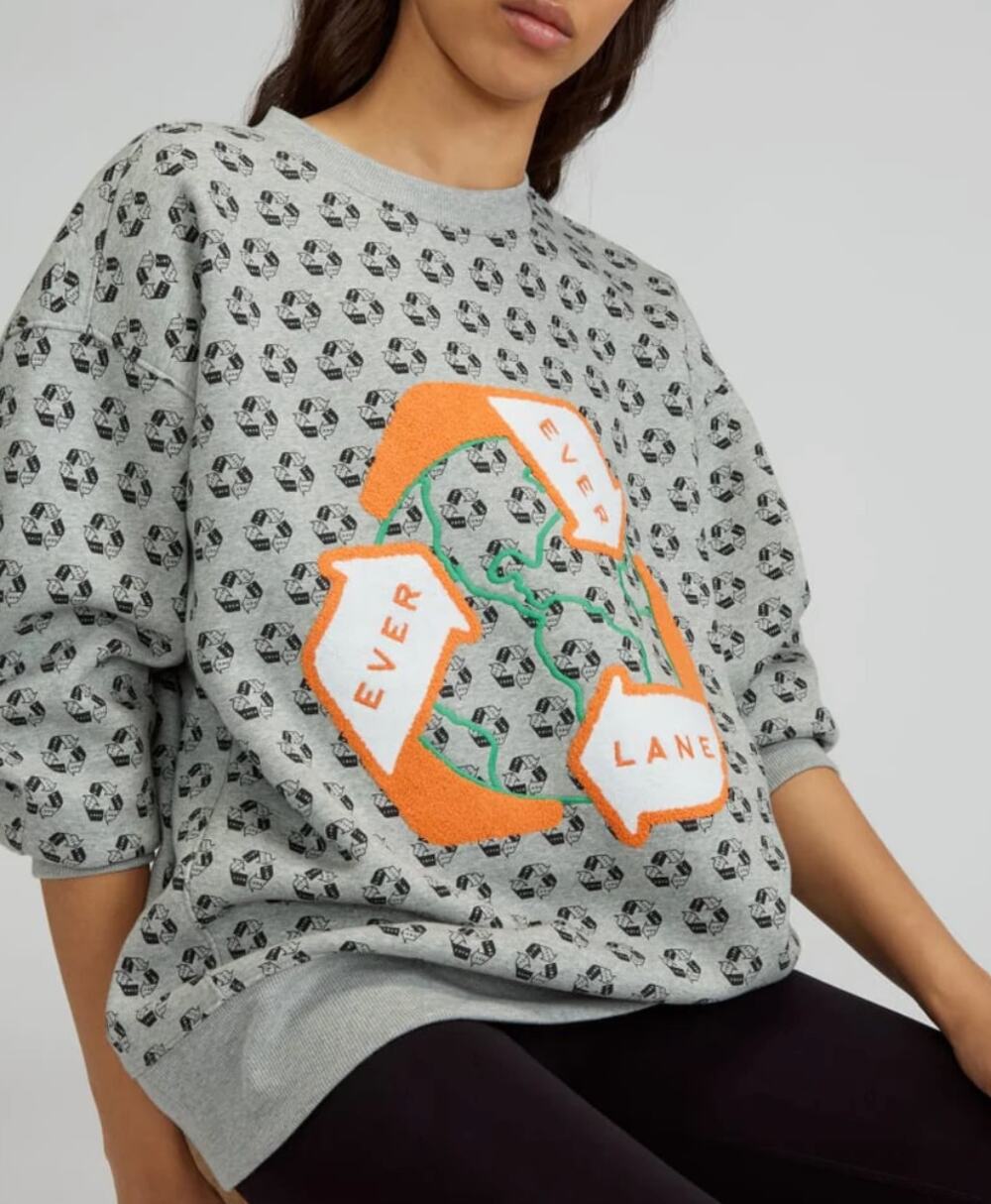 Everlane ReTrack Oversized Crew Neck Cotton/Fleece Sweater Sweatshirt, size L